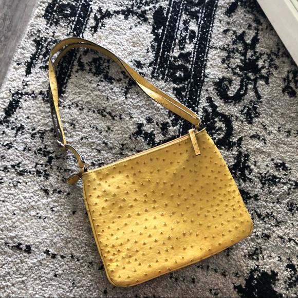 Yellow Faux Ostrich Leather Bag - Picture 7 of 7